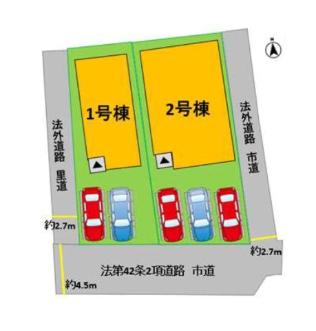熊本市南区元三町3丁目第2-2棟（2号棟）　の区画図|配置図（2号棟）