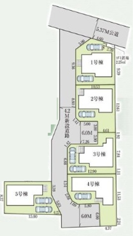 仲介手数料無料　GRAFARE狭山市水野34期　全5棟　1号棟の区画図