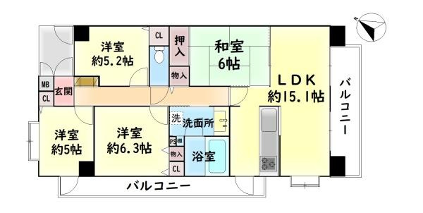 【間取り】 | ファミールハイツ泉大津セントハーバーシティ１番館