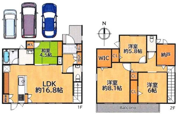 岡崎市美合町つむぎ東・中古戸建の間取り|間取り図です