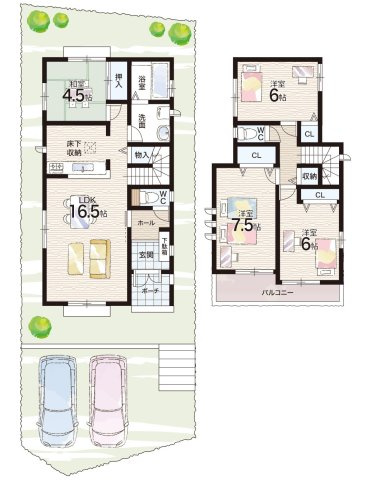 川西市鼓が滝　新築一戸建ての間取り|1号地