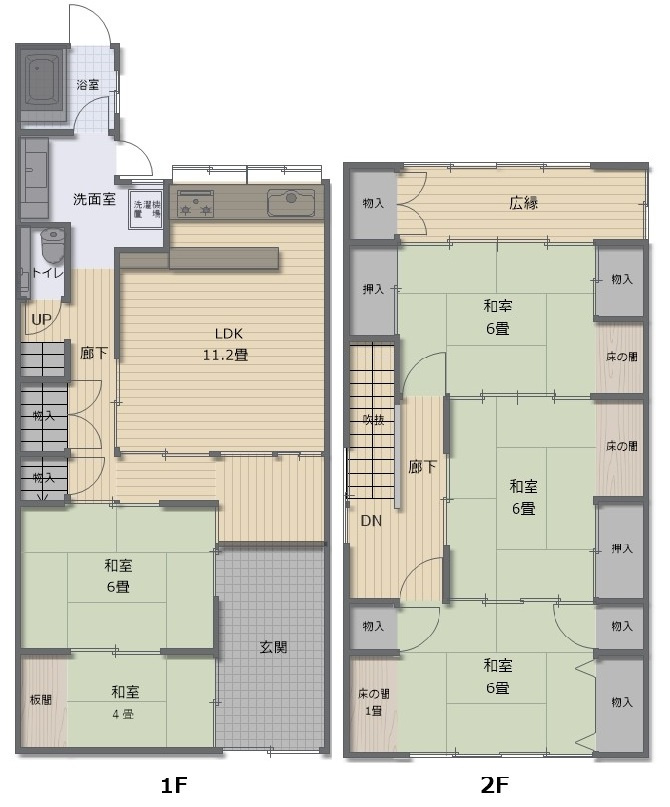 津山市上紺屋町　中古住宅　5LDKの間取り