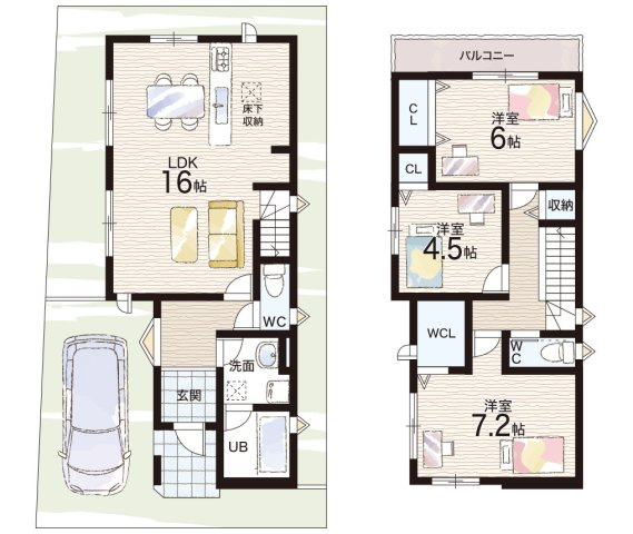 泉大津市池浦町　新築一戸建ての間取り
