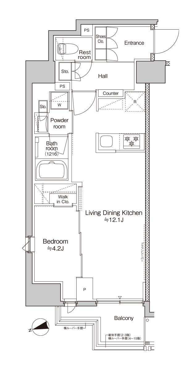 プラウドフラット本郷三丁目の間取り|1LDK