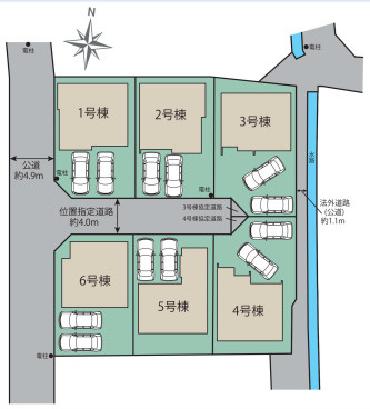 【区画図】 | 福岡市早良区重留7丁目　3号棟（全6棟）【仲介手数料無料・0円】 | 区画図です。3号棟