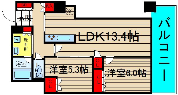 【間取り】 | 阿波座ライズタワーズ　フラッグ46