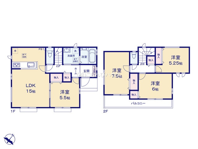 桶川市上日出谷1269番　新築一戸建て　ハートフルタウン　Ｂの間取り|桶川市上日出谷1269番　新築一戸建て　ハートフルタウン　B、4LDK、土地面積117.19m2、建物面積93.98m2