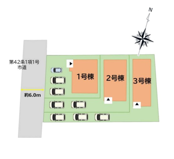 【区画図】 | 福岡市南区寺塚1丁目1期　2号棟（全3棟）【仲介手数料無料・0円】 | 区画図です。2号棟