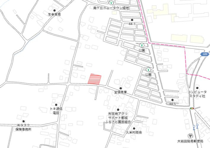 都城市大岩田町の売地の土地図