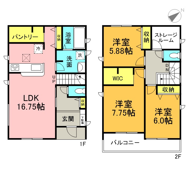 碧南市日進町（新築一戸建）の間取り|3LDK＋WIC＋ストレージルーム
