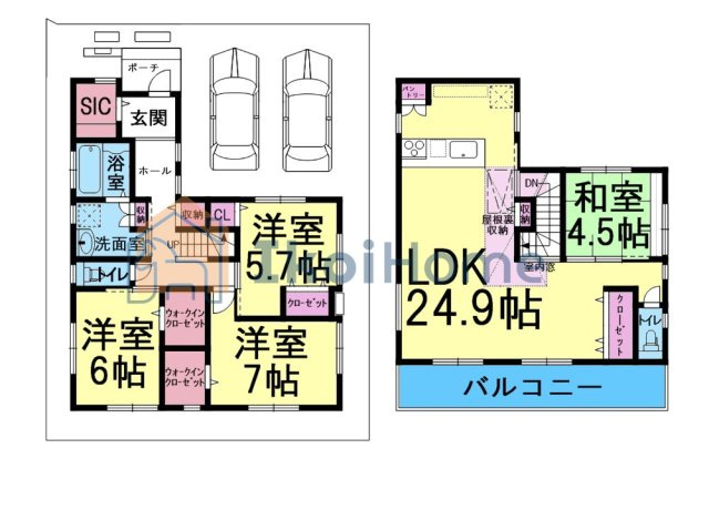 神戸市西区伊川谷町有瀬　中古戸建の間取り|こだわりの高機能設備の建物です！南向きワイドバルコニーから明石海峡大橋が望めます！