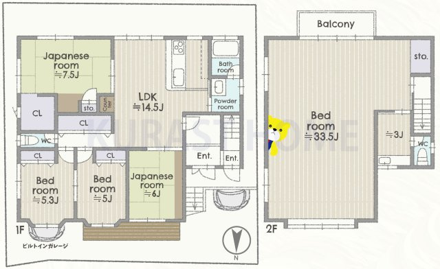長岡京市長法寺南谷　中古戸建の間取り