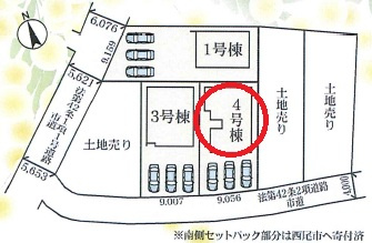 西尾市西幡豆町24-1期　新築分譲住宅　全6棟　4号棟の区画図
