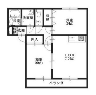 【間取り】 | 甲斐市西八幡　Height・Brilliant・Future 月総額5.8万 | ２ＬＤＫの間取り　ワイドバルコニー