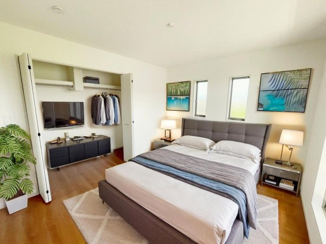 新築戸建・建売　矢吹町八幡町　AiTOWN　全5棟の寝室|画像はAI加工による演出で、実際の家具は付きません。