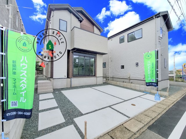 菊池郡菊陽町武蔵ケ丘2丁目第4-2棟（2号棟）　の前面道路含む現地写真|見学の時間などお気軽にお問い合わせ下さい。