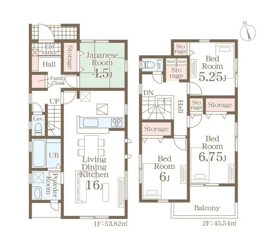 熊本市西区横手5丁目第2-3棟(2号棟)の間取り|全居室収納付きで便利です。