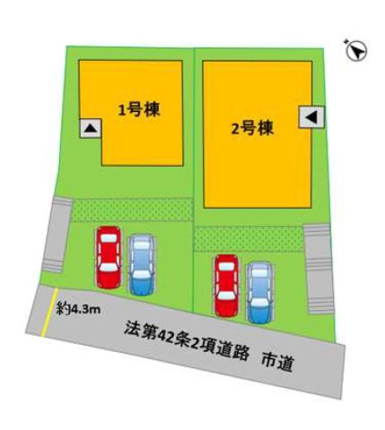 合志市合生第2-2棟（1号棟）　の区画図|配置図（1号棟）