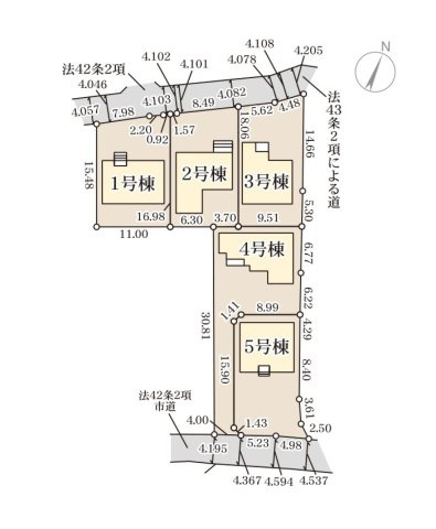 熊本市東区長嶺西2丁目第2-5棟（2号棟）の区画図|配置図（2号棟）