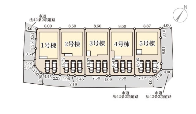 熊本市北区龍田7丁目第4-5棟（4号棟）の区画図|配置図（4号棟）