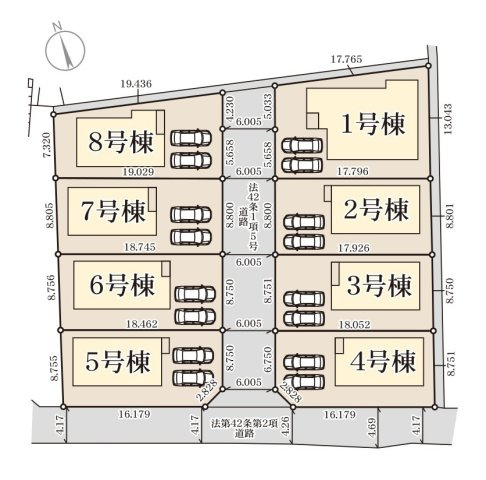 菊池市西寺第1-8棟（7号棟）の区画図|配置図（7号棟）