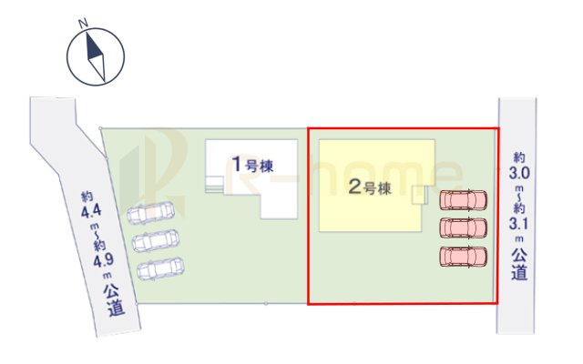 つくば市古来1期　新築戸建て　2号棟の区画図|大きなお買い物だからこそ、メリット・デメリットを伝えさせて頂きます。
R-homeにお任せください♪