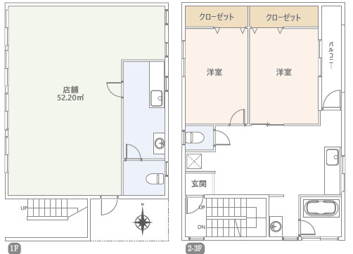 松戸市二十世紀が丘萩町　一棟売マンション　店舗付の間取り