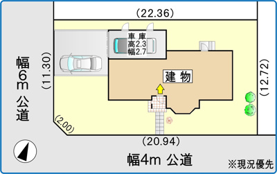 【区画図】 | 南区石山1-6 車庫付一戸建 | 敷地85坪・南角地で日当たり良好です♪