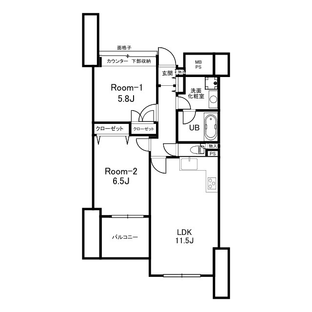 グランドステージ三宿　2LDKの間取り|新規リノベーション後引渡し　LDK11.5帖の2LDKファミリーマンション　南西向きで日当り良好