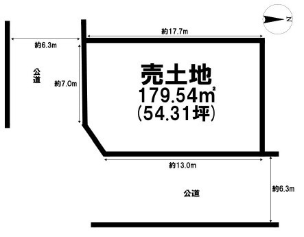 高砂市神爪6丁目　土地の土地図|敷地約54.3坪です。