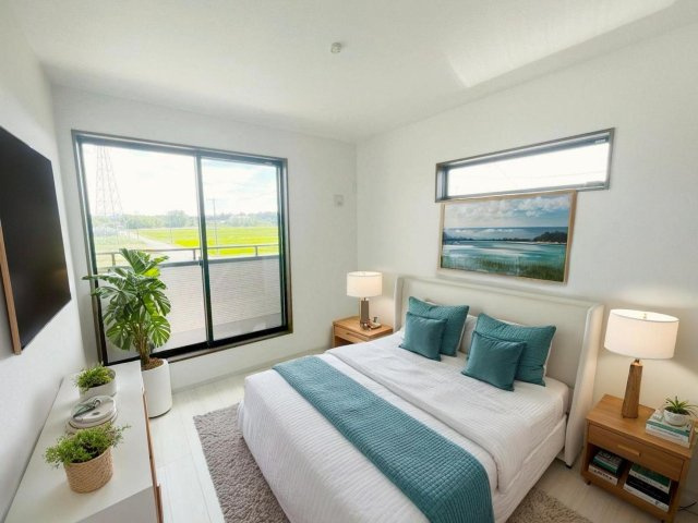 新築戸建・建売　矢吹町八幡町　AiTOWN　全5棟の洋室|画像はAI加工による演出で、実際の家具は付きません。