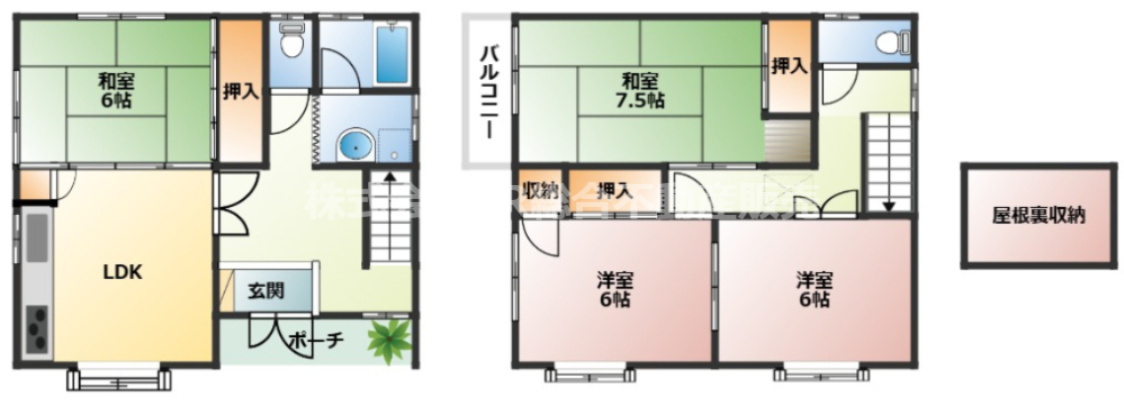 菱江5丁目中古戸建の間取り|全居室6帖以上なので、ゆったりとお使いいただけます！ファミリー様にオススメです♪