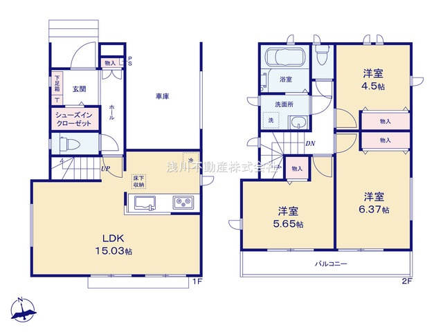 八王子市　大和田町　新築一戸建て　６期の間取り|～南向き3LDK　リビング階段の間取り～
