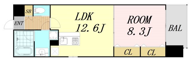 ラクラス長堀橋　仲介手数料無料の間取り