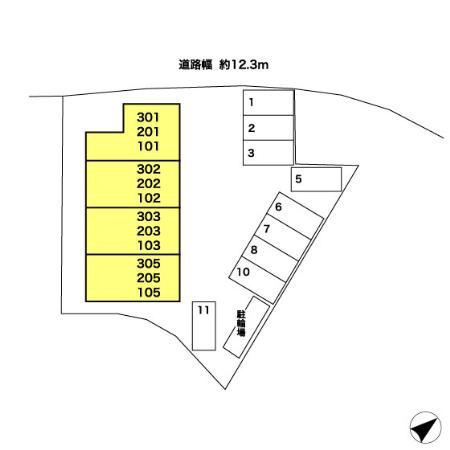 神戸市北区鈴蘭台北町３丁目のアパートの区画図