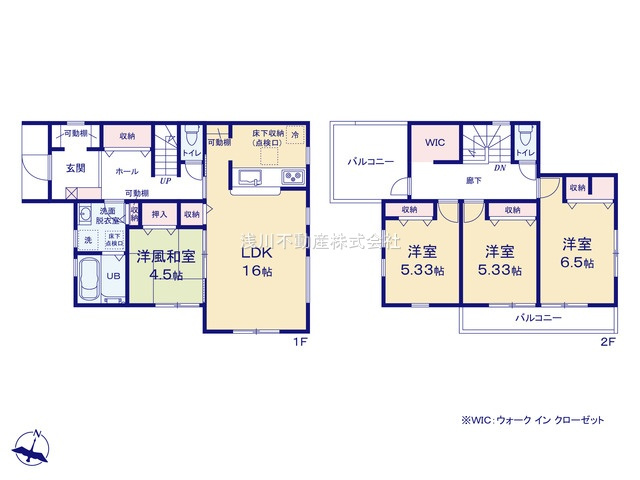 八王子市　下恩方町　新築一戸建て　１期の間取り|～全室南向き4LDK　収納豊富・陽当たりの良い間取りです～