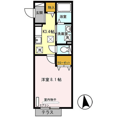 神戸市北区若葉台４丁目のアパートの間取り