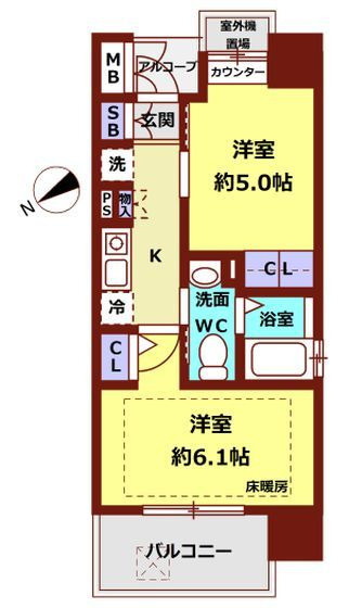 エステムプラザ福岡県庁前ネオシスの間取り