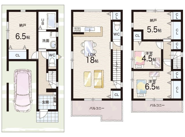 高槻市明野町　第5期　新築一戸建ての間取り
