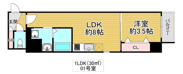 大阪市鶴見区緑１丁目の賃貸マンションの間取り