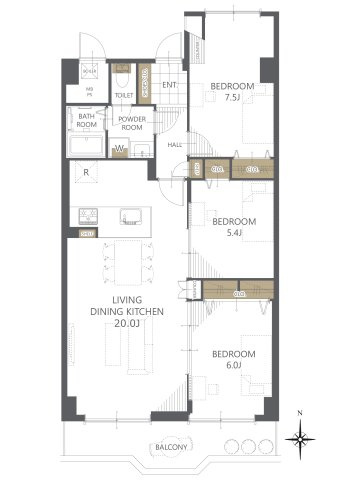 【間取り】白川高層住宅３号棟 