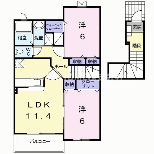 ベル　ファミーユⅢ　２番館の間取り|ペット飼育可◎角部屋・南向き2LDKの間取りです◇