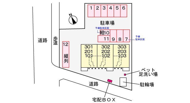 カーサバレンシア多米西町の駐車場