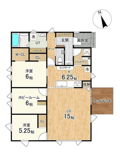 釧路町河畔 6丁目【築3年】中古平屋住宅の間取り