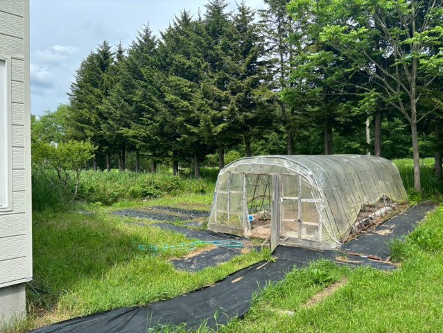 ＼自然の中でゆったり暮らす家／ 川湯駅前【中古住宅】の庭|菜園や温室で家庭菜園も楽しめます。