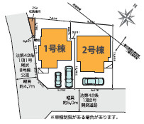秦野市尾尻2期　新築戸建　全2棟1号棟の区画図