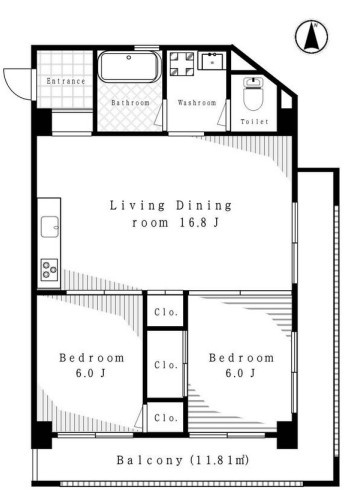 【間取り】 | 高島平サンパワー | 東南角部屋のお部屋です。