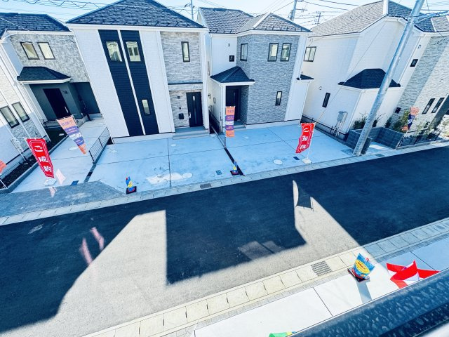 松戸市栄町８丁目新築戸建【旭町小学校：5分】の展望|バルコニーより道路側眺望・南道路で日当たり良好♪