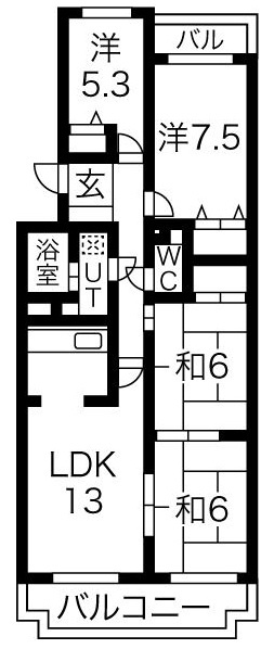 グランドハイツ原Ａ棟の間取り