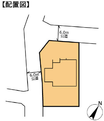 野田市西三ヶ尾　中古売戸建の区画図|北6m公道　西6m公道